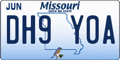 MO license plate DH9Y0A