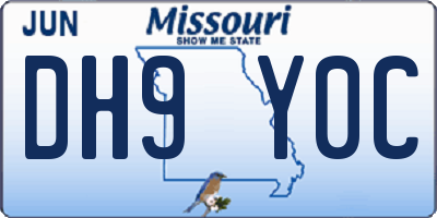 MO license plate DH9Y0C