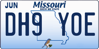 MO license plate DH9Y0E