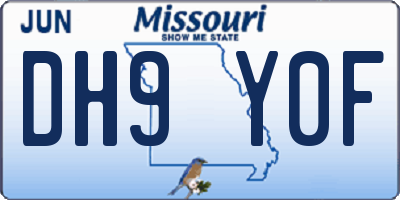 MO license plate DH9Y0F