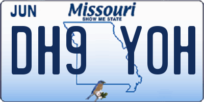 MO license plate DH9Y0H