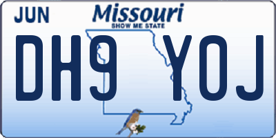 MO license plate DH9Y0J