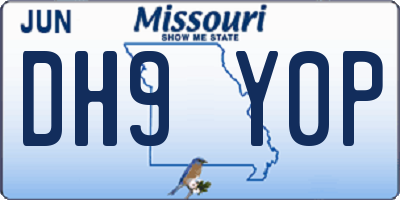 MO license plate DH9Y0P