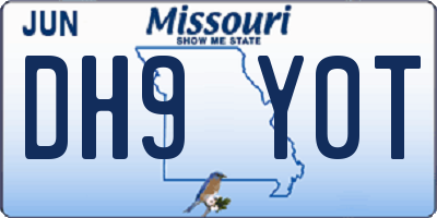MO license plate DH9Y0T