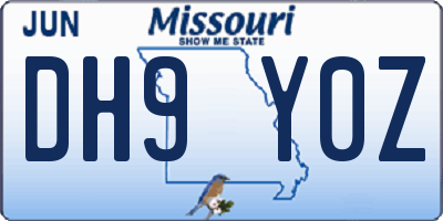 MO license plate DH9Y0Z