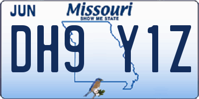 MO license plate DH9Y1Z