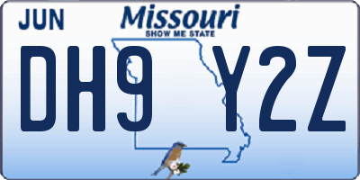 MO license plate DH9Y2Z