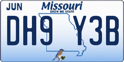 MO license plate DH9Y3B