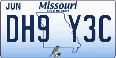 MO license plate DH9Y3C