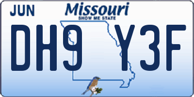 MO license plate DH9Y3F