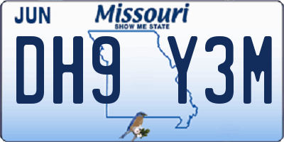 MO license plate DH9Y3M