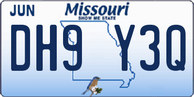 MO license plate DH9Y3Q