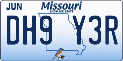 MO license plate DH9Y3R