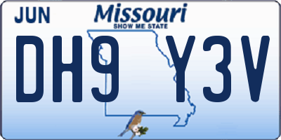 MO license plate DH9Y3V