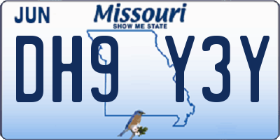 MO license plate DH9Y3Y