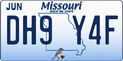 MO license plate DH9Y4F