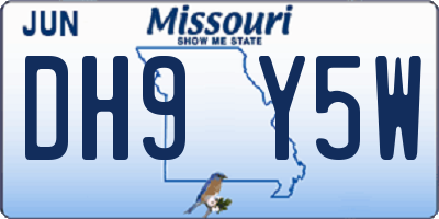 MO license plate DH9Y5W