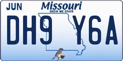 MO license plate DH9Y6A