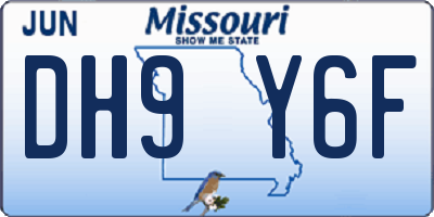 MO license plate DH9Y6F