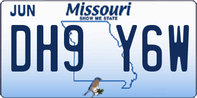 MO license plate DH9Y6W