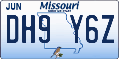 MO license plate DH9Y6Z