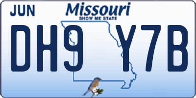 MO license plate DH9Y7B