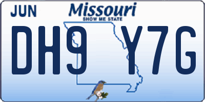 MO license plate DH9Y7G