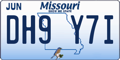 MO license plate DH9Y7I