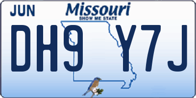MO license plate DH9Y7J
