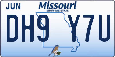 MO license plate DH9Y7U