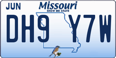 MO license plate DH9Y7W