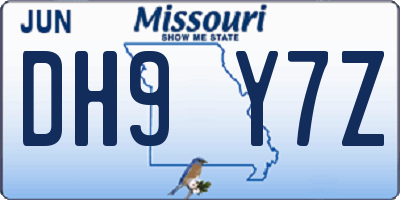 MO license plate DH9Y7Z