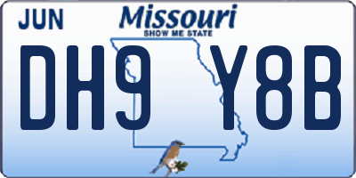 MO license plate DH9Y8B