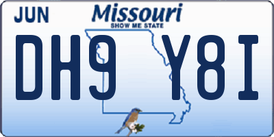 MO license plate DH9Y8I