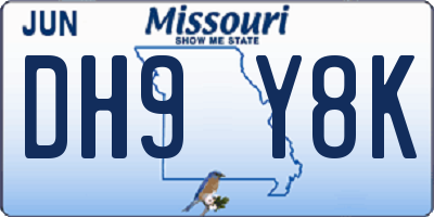 MO license plate DH9Y8K