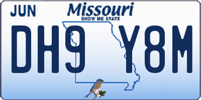 MO license plate DH9Y8M