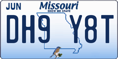 MO license plate DH9Y8T