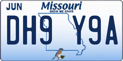 MO license plate DH9Y9A