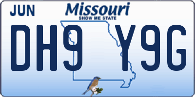 MO license plate DH9Y9G
