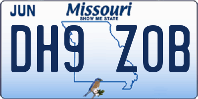 MO license plate DH9Z0B