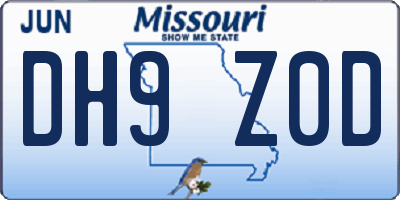 MO license plate DH9Z0D