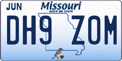 MO license plate DH9Z0M