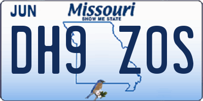 MO license plate DH9Z0S