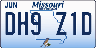 MO license plate DH9Z1D