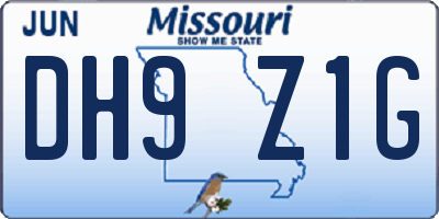 MO license plate DH9Z1G