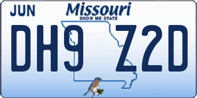 MO license plate DH9Z2D