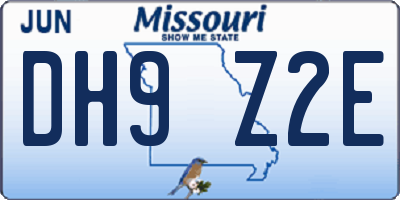 MO license plate DH9Z2E