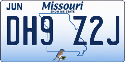MO license plate DH9Z2J