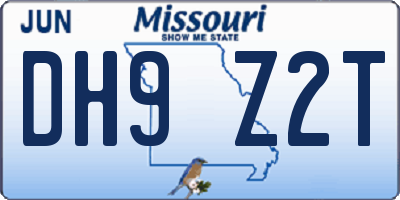 MO license plate DH9Z2T