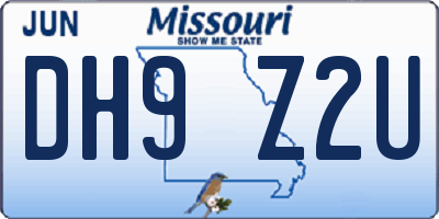 MO license plate DH9Z2U